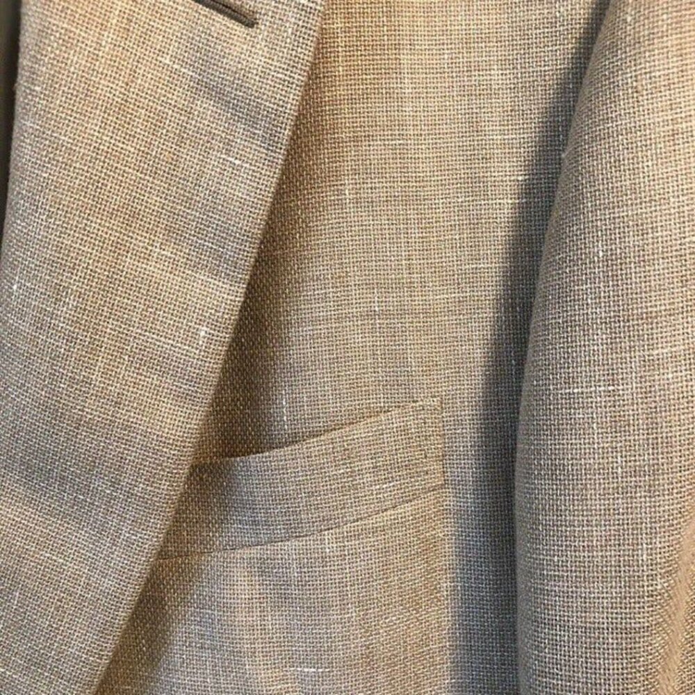 Pal Zileri 44R Beige Sport Coat Blazer Jacket Solid 2B Wool/Linen Blend - Picture 4 of 12